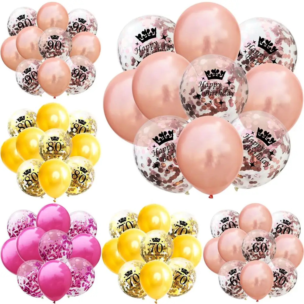 Воздушные шары 12 дюймов 10 шт. цвета розового золота хромированные с конфетти | Дом