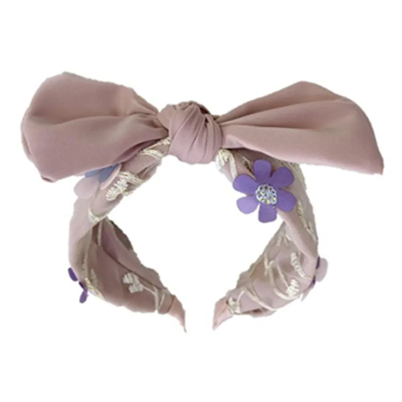 

Summer Mesh Flower Bow Headband Women Hair Accessories Sweet Hairband Bowknot Adults Dress Match Headband Holiday Headdress