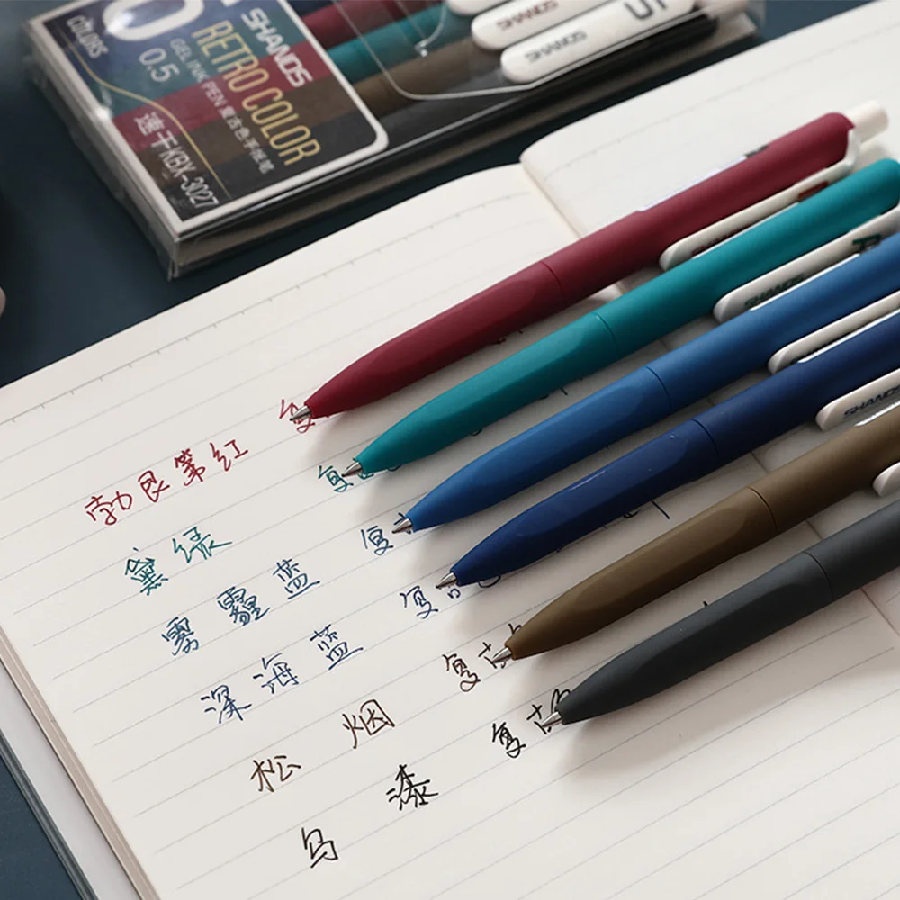 

6pcs/lot Retro Color Gel Pen Set Kawaii Quick-drying Smooth Neutral Pen Office School Supplies Japanese Stationery Ballpoint pen