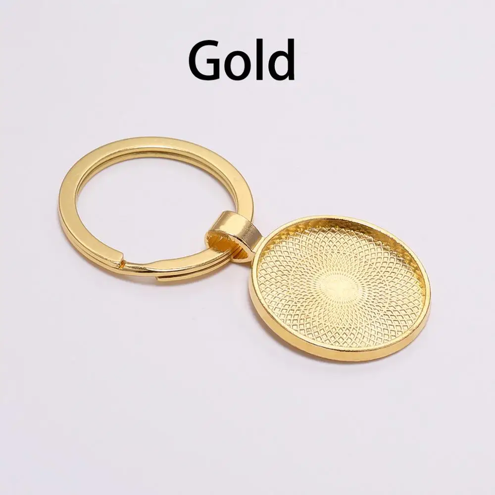 Gold 5 шт./лот 25 мм брелок Подвеска ободок пустой Кабошон База Установка Llaveros застежка фурнитура брелок для DIY ювелирных изделий - Цвет: Gold