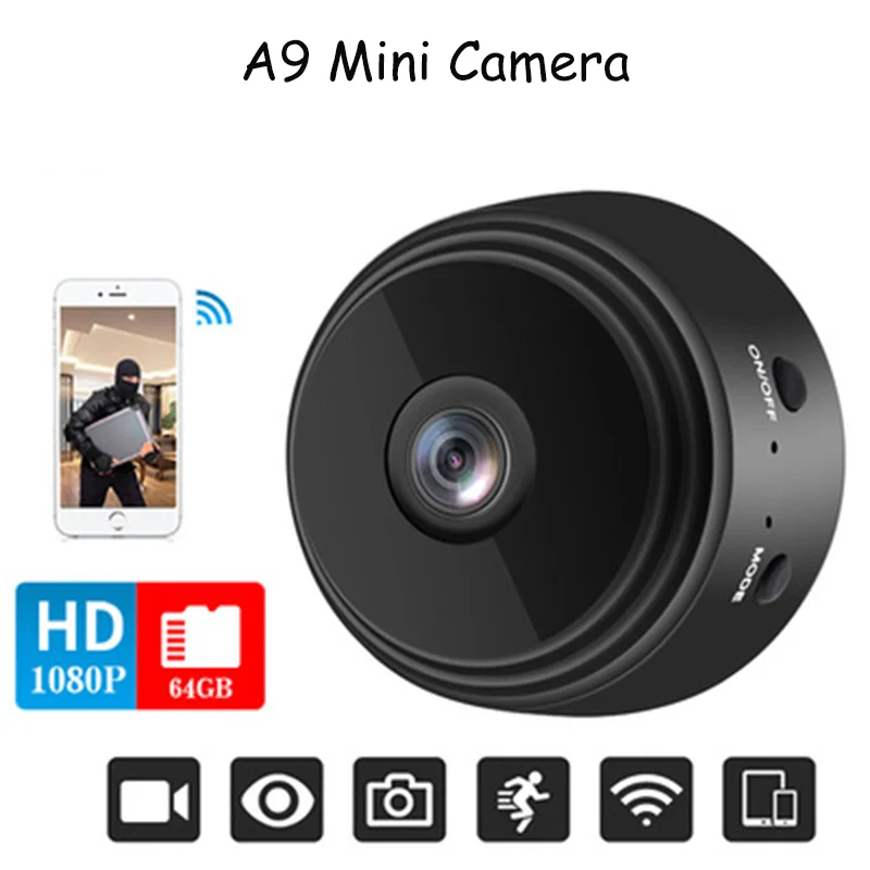 

Беспроводная Ip мини-камера A9 1080P, IP Wi-Fi, ночное видение