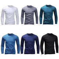m 4xl men solid color cotton long sleeves stretchy thermal underwear tops warmer bottoming shirt homewear sleepsuit