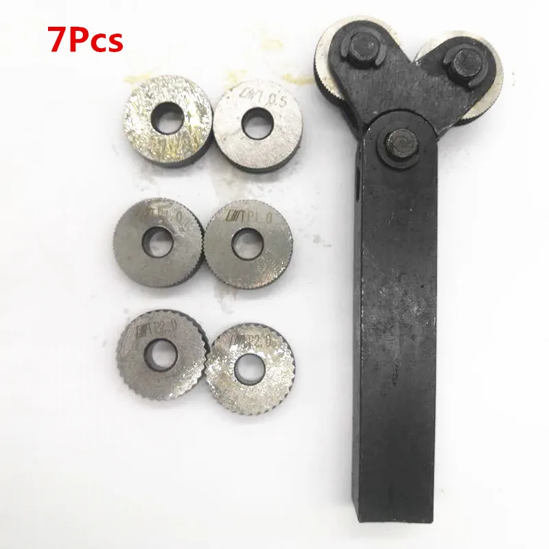 

Dual Wheel Knurling Tool Kit 7pcs 0.5mm 1mm 2mm Wheel Linear Pitch Knurl Set Steel Lathe Cutter Wheel Knurling Tool Set