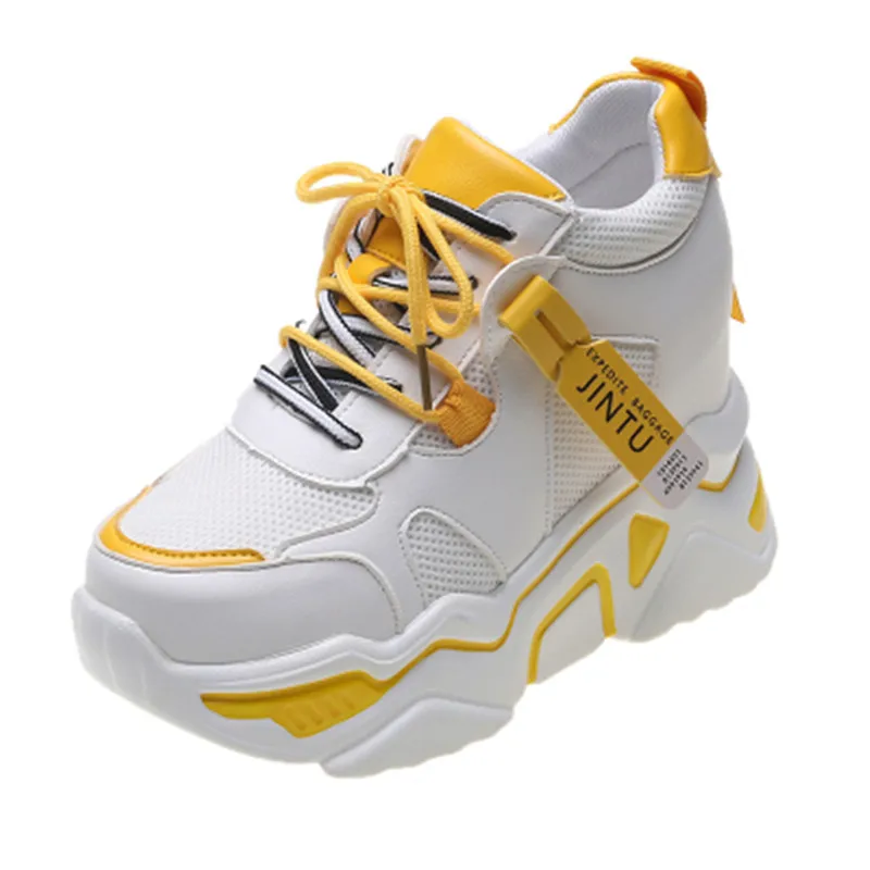 

Women Wedges Sport Shoes For Woman Increasing 11CM Chunky Dad Sneakers Ladies Breathable Mesh Platform Casual Shoes
