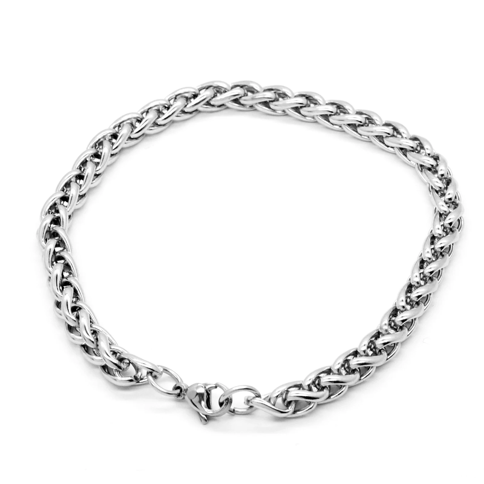 

Stainless Steel Bracelets Curb Cuban Silver Color Classic For Men Dragon Link Chain Bracelets Anklet Fashion Jewelry 19-25cm,1PC