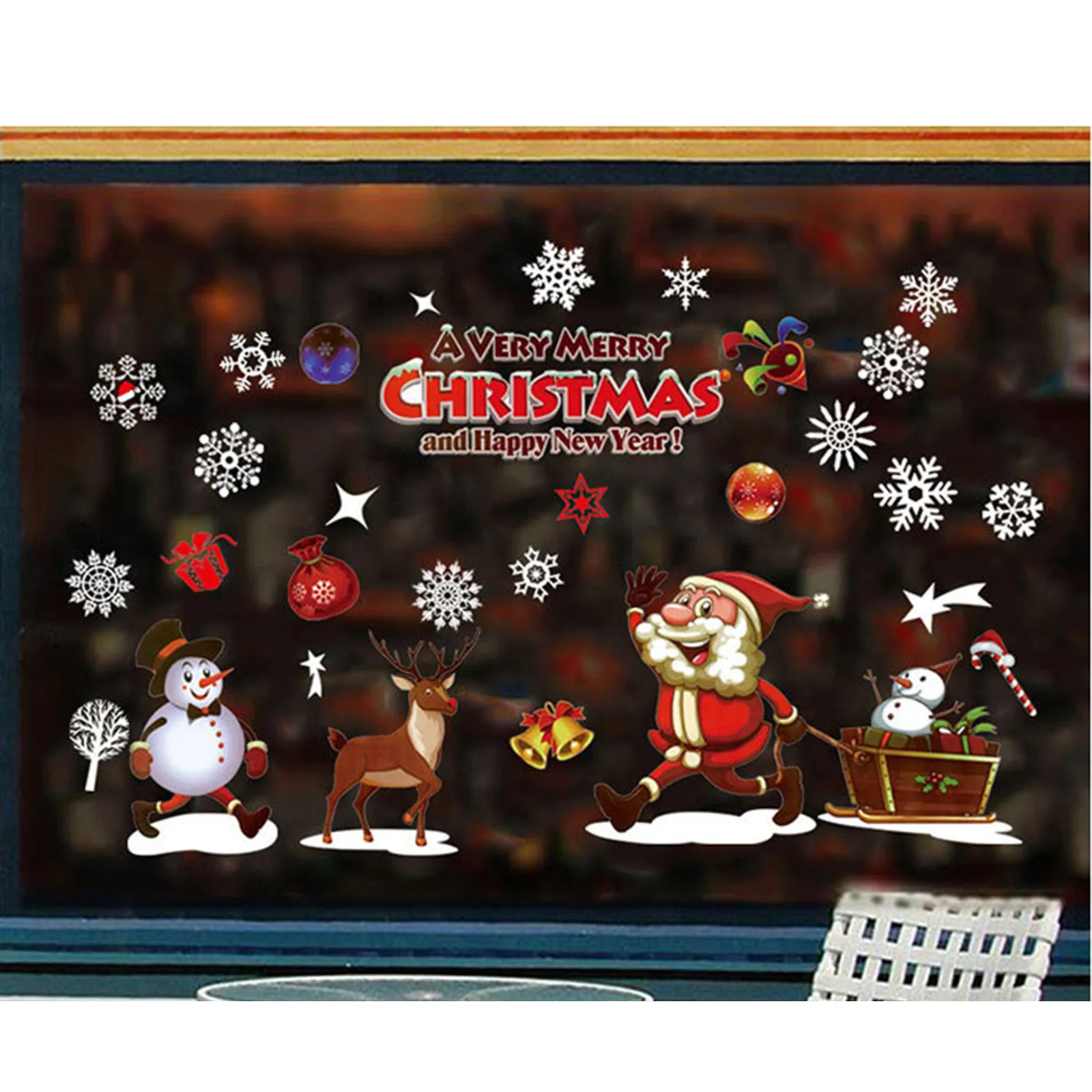 

2022 Санта-Клаус, наклейки на стену, новогодняя наклейка, милый узор «сделай сам», наклейки на окно магазина, Рождественское украшение, снегов...