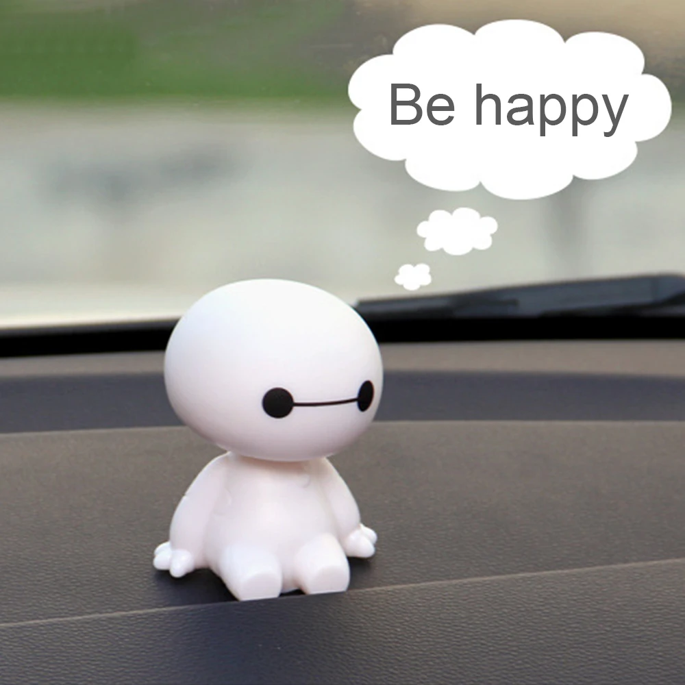 Мультяшный пластиковый робот Baymax Вибрирующая голова фигурка украшения для