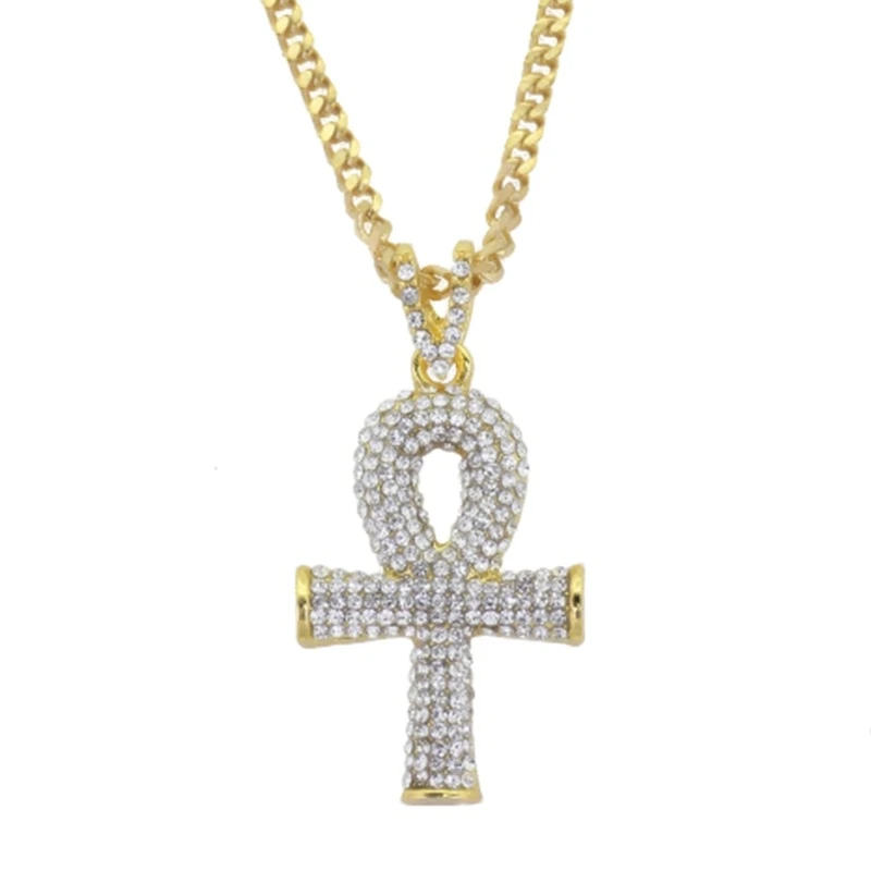 

Golden Hip Hop Fashion Cool Circle Cross Pendant Necklace
