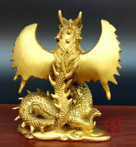 Китайская антикварная Статуя Дракона зодиака из чистой меди | Дом и сад