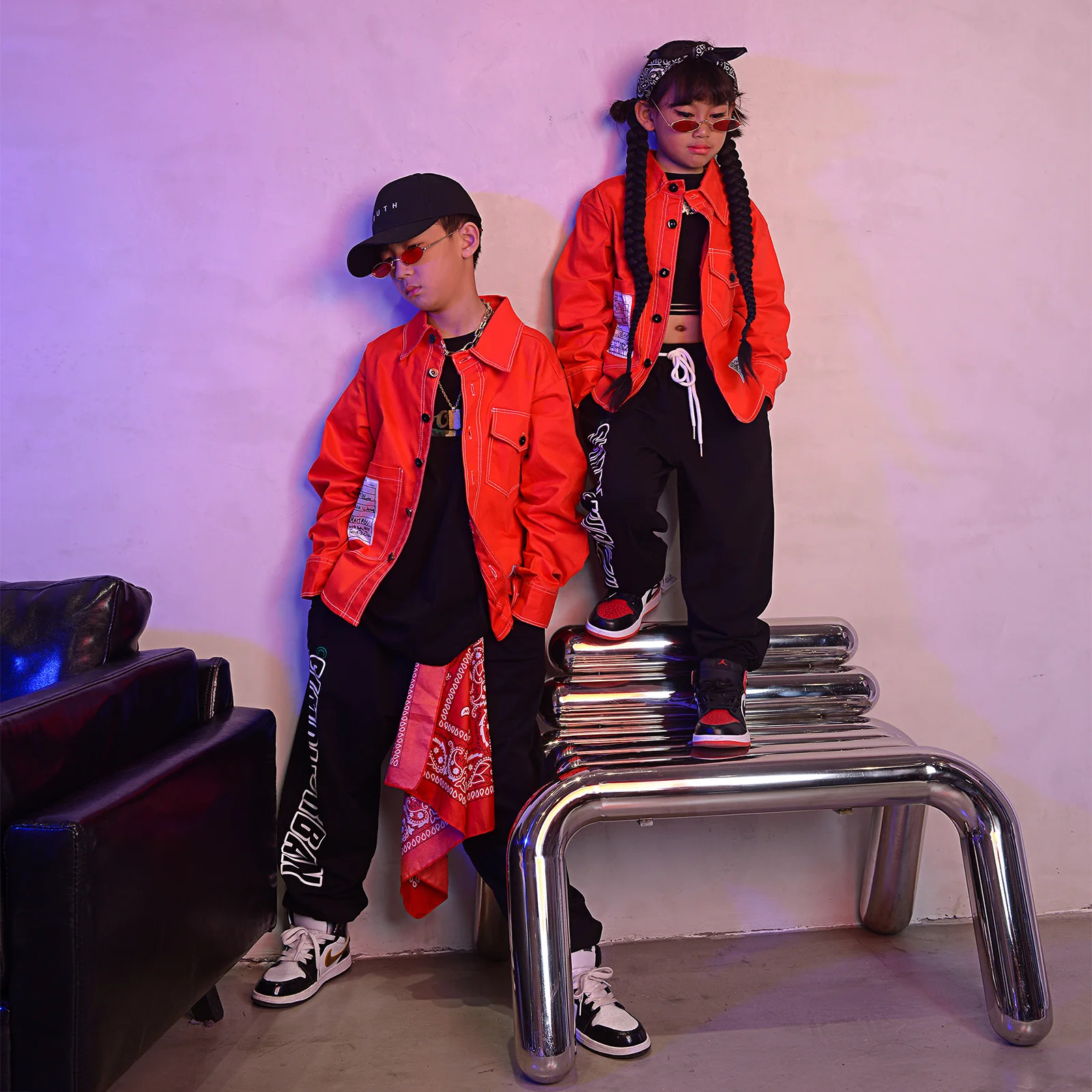 

Модная Одежда для танцев в стиле хип-хоп для детей, рубашки в полоску с длинным рукавом, свободные брюки, уличная одежда, одежда для джазовых ...