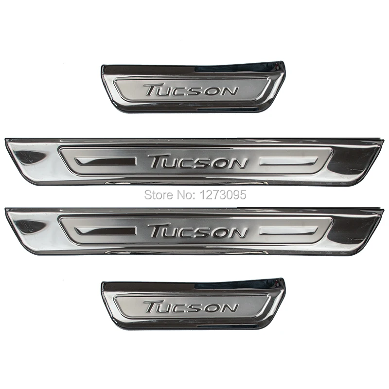 Для hyundai Tucson- Нержавеющая Накладка на порог автомобиля защитная накладка на педаль наклейка Аксессуары для стайлинга автомобилей