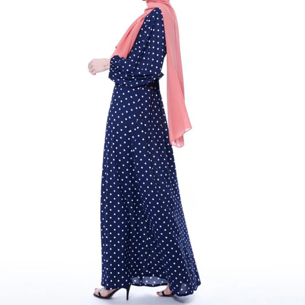 

Malaysia Muslim Hijab Dress Dubai Abaya Turkey Pakistan Caftan Moroccan Polka Dot Kaftan Evening Dresses Djelaba Islam Clothing