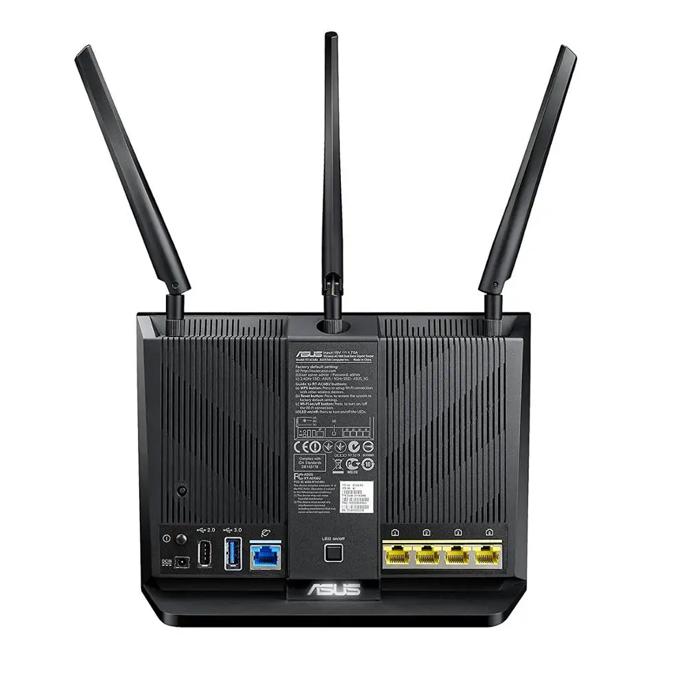 Двухдиапазонный Wi-Fi роутер ASUS RT-AC68U обновленный сетевой Merlin AC1900 1900 Мбит/с AiProtection |