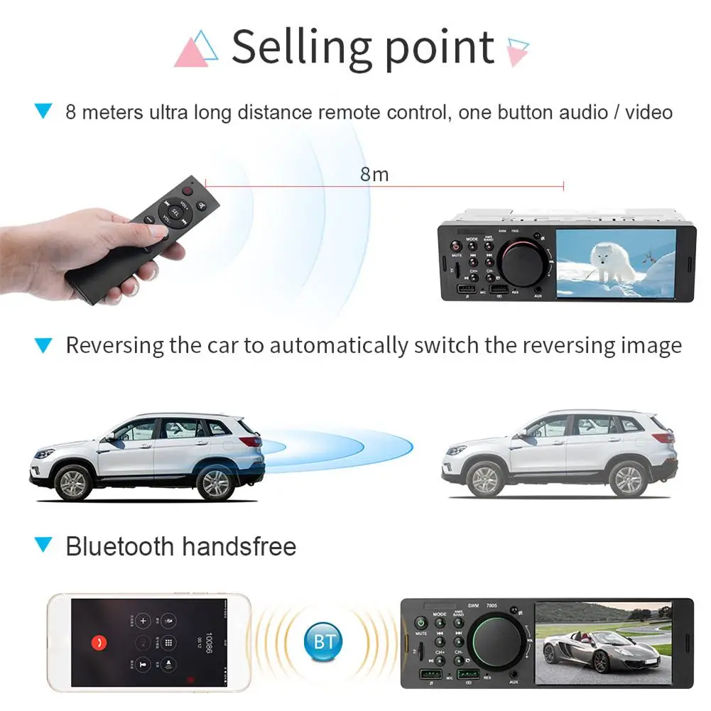 Автомагнитола 4 1 дюйма TFT Din аудио стерео FM-радио Bluetooth мультимедийный mp5-плеер