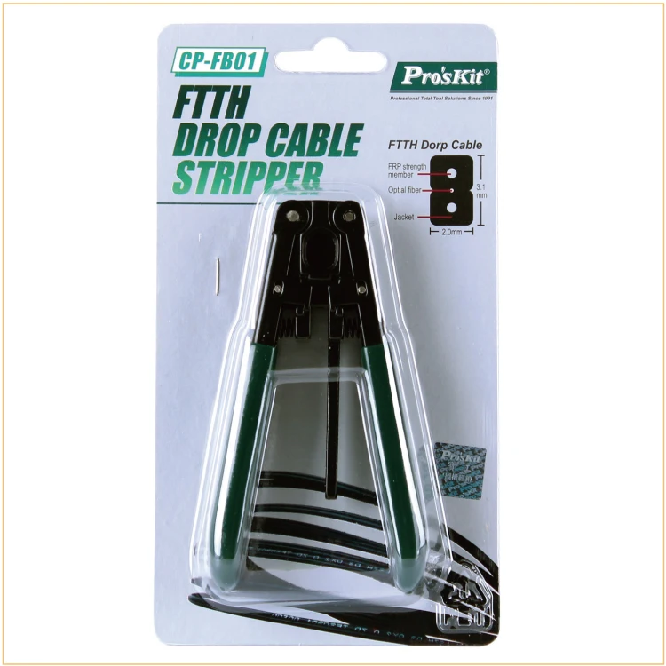 Original Pro'sKit CP-FB01 FTTH Drop Cable Stripper Optical Fiber Wire Stripping Tools