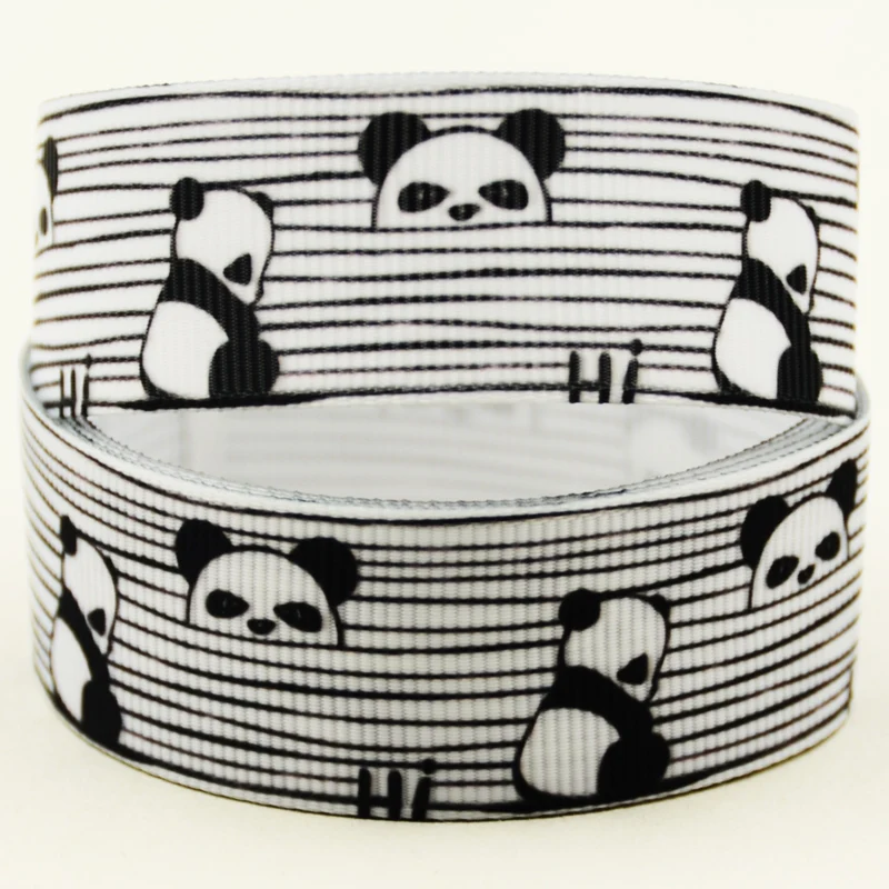 Репсовая лента с мультяшным принтом панды 22 мм 25 38 75 10 ярдов | Дом и сад