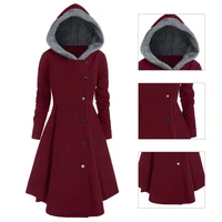 winter coat waist tight charming slim fit asymmetric hooded long drap elegant coat casual coat outerwear