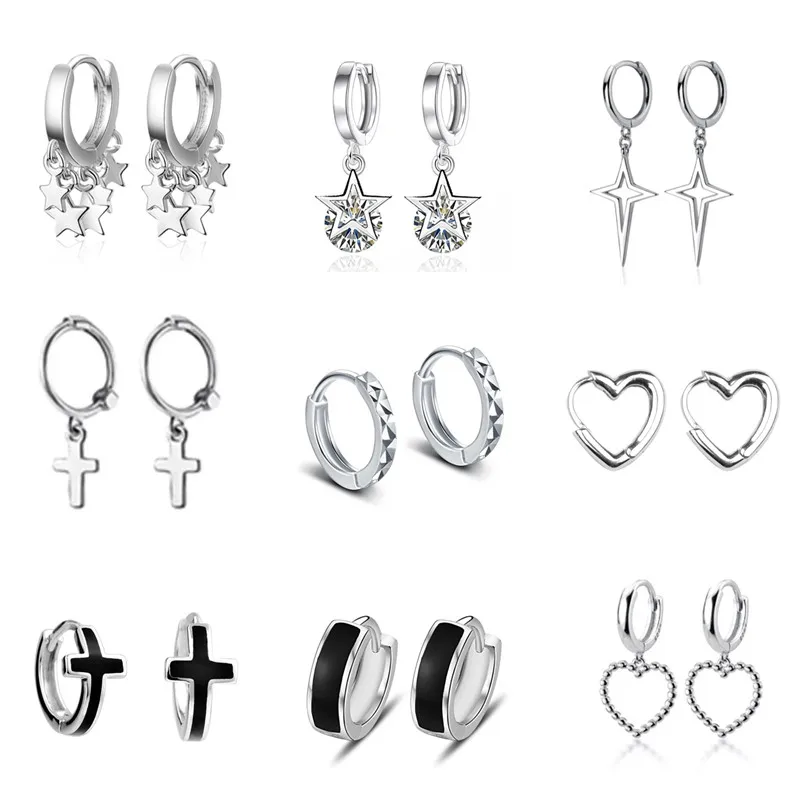 

Женские вечерние серьги-гвоздики из стерлингового серебра 925 пробы с кристаллами и крестиками в форме сердца, свадебные украшения, аксессуа...