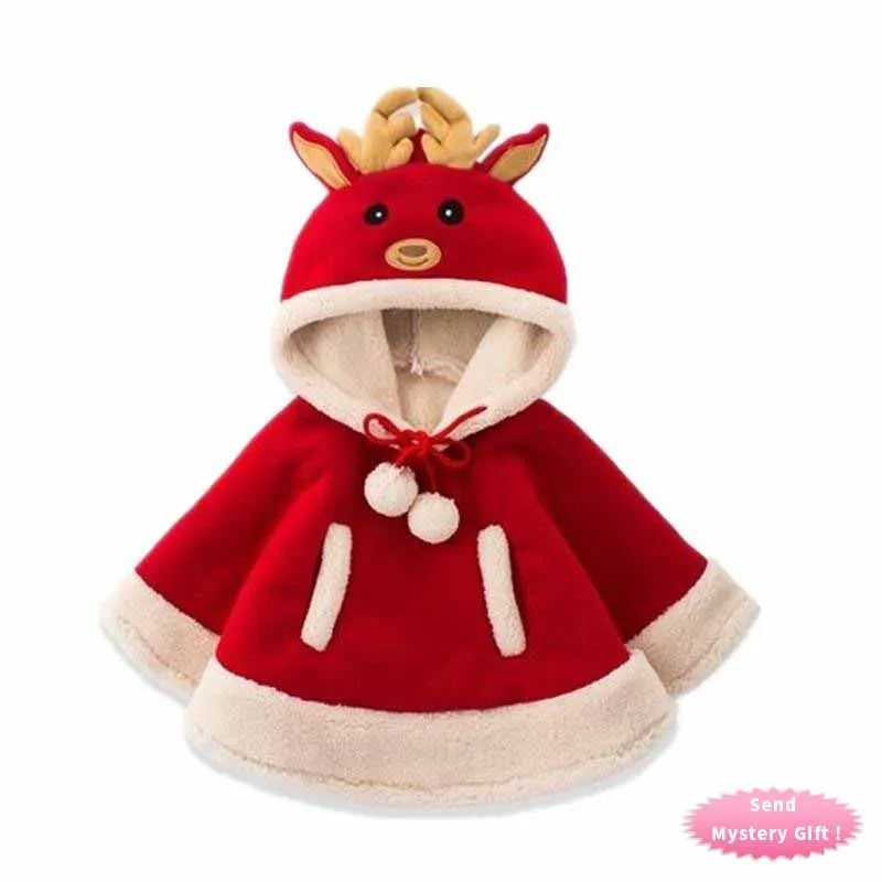 New Year Baby Girl Christmas Dress Girl's Merry Children Kids Girls Red Wool Reindeer Cloak Clothes | Детская одежда и обувь