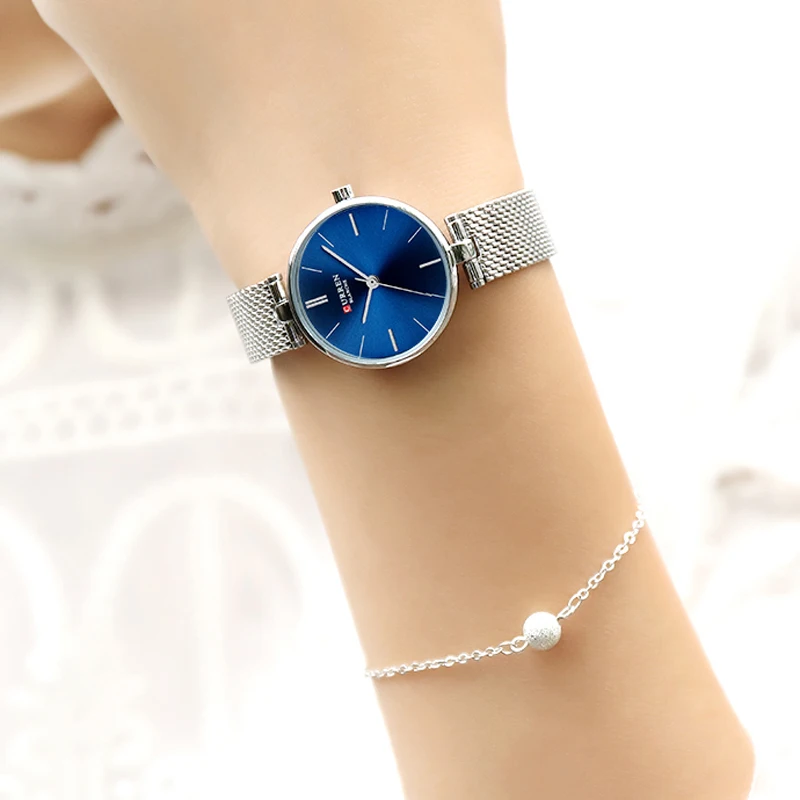 

CURREN Simple Elegant Quartz Watches for Women Stainless Steel Mesh Wristwatch Ladies Dress Bracelet Watch Female Clock Gift