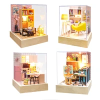 new mini room diy wooden dollhouse with furniture light villa miniature assemble modern casa toys for children adult gifts