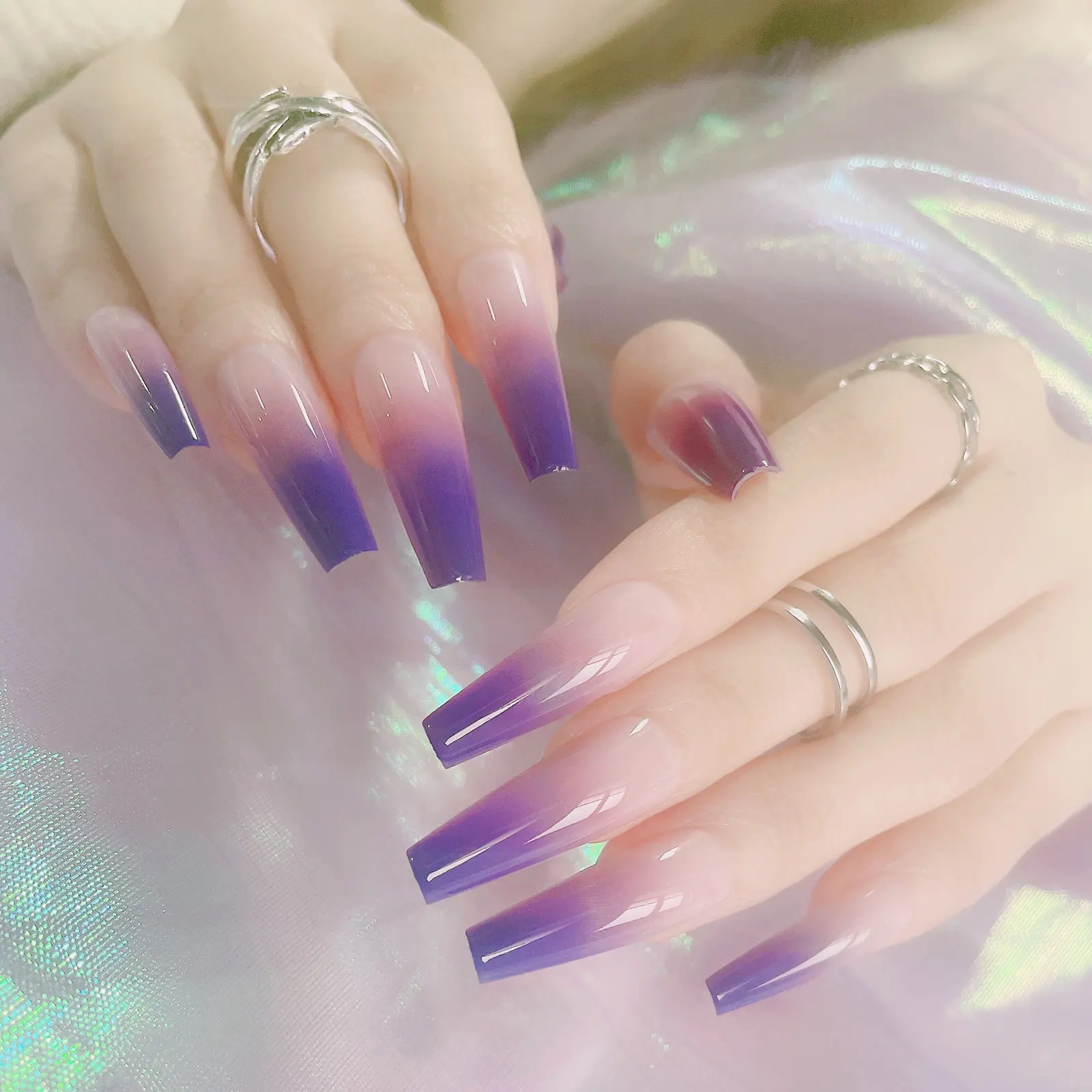 

Misschreeings 24Pcs/Box Detachable Long Ballerina False Nails With Design Wearable Fake Nails Full Cover Nail Tips Manicure