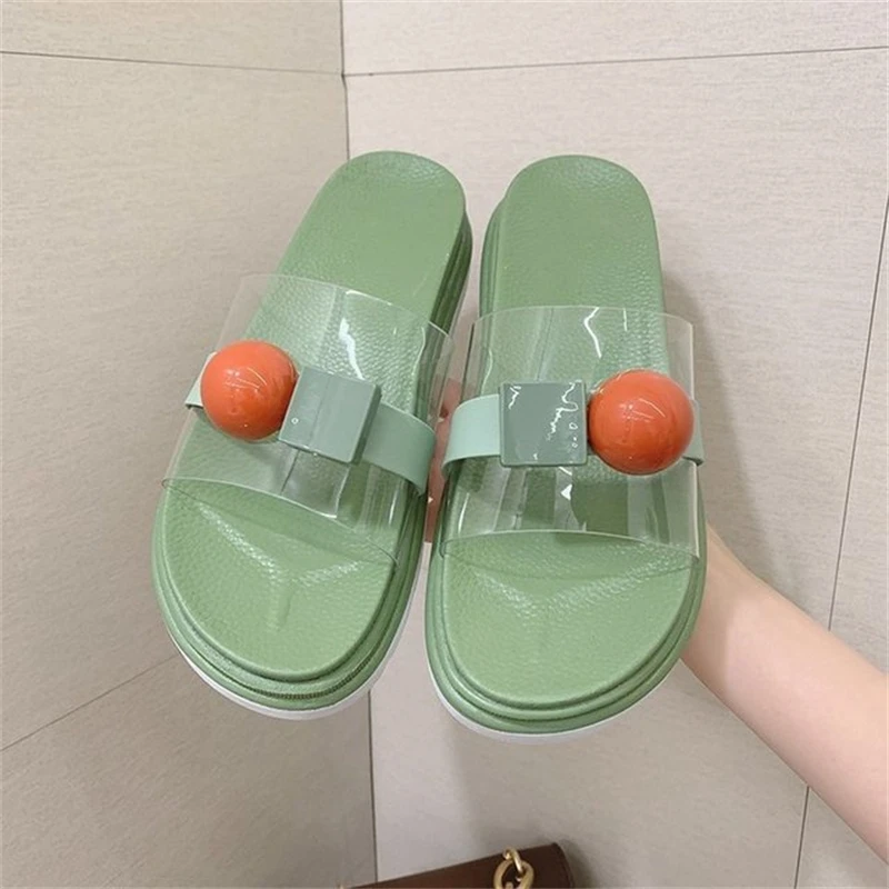 

Women's shoes slippers 2021 summer new Korean version of the sponge cake thick-soled comfortable one-word buckle slippers