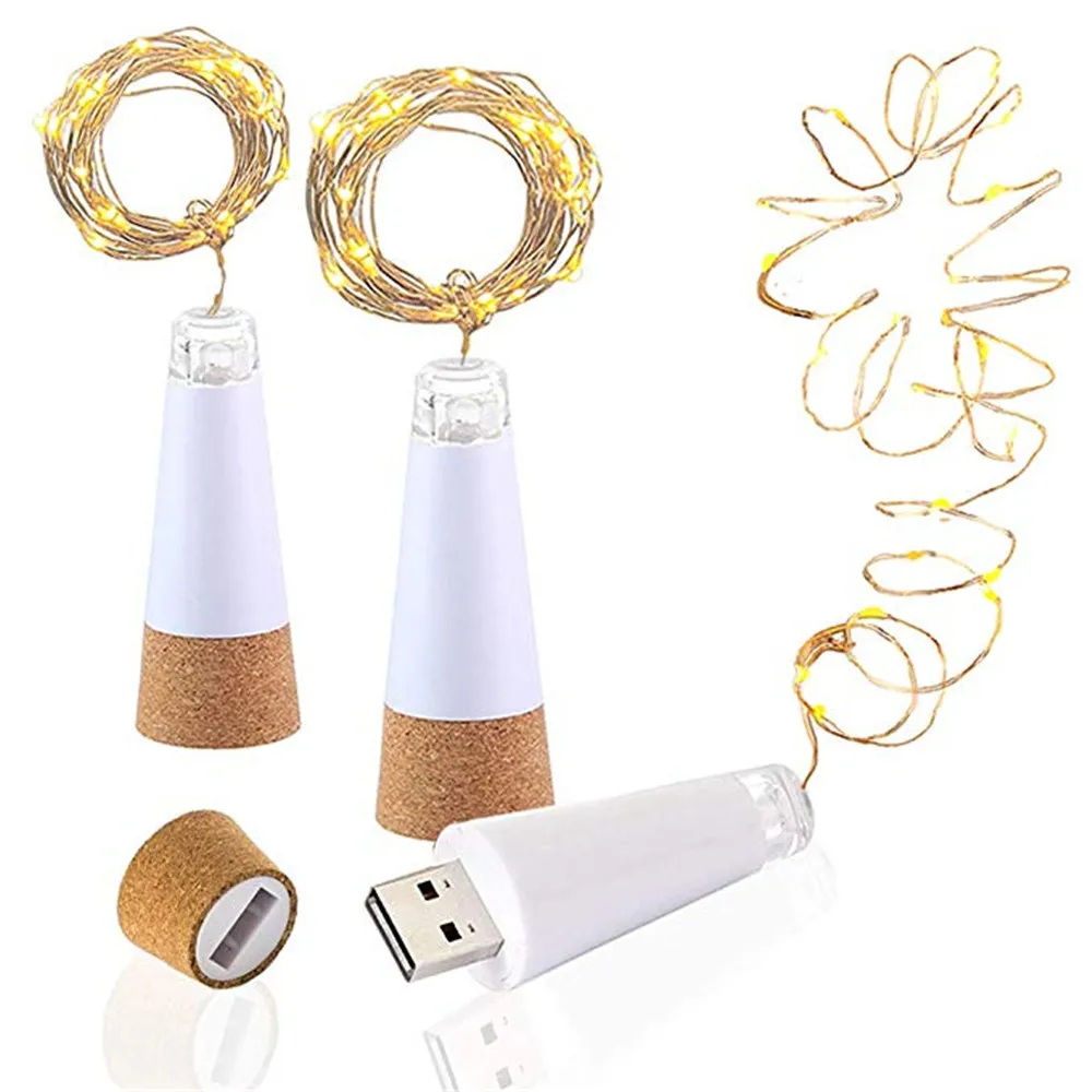 20 светодиодный s USB пробковые лампы для бутылок Перезаряжаемый медный провод