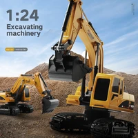 124 rc excavator 2 4g radio controlled cars caterpillar tractor model engineering car digging soil truck sound toys for boy kid