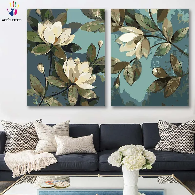 DIY картинки для раскраски по номерам с цветами Шелковый цветок картина рисования