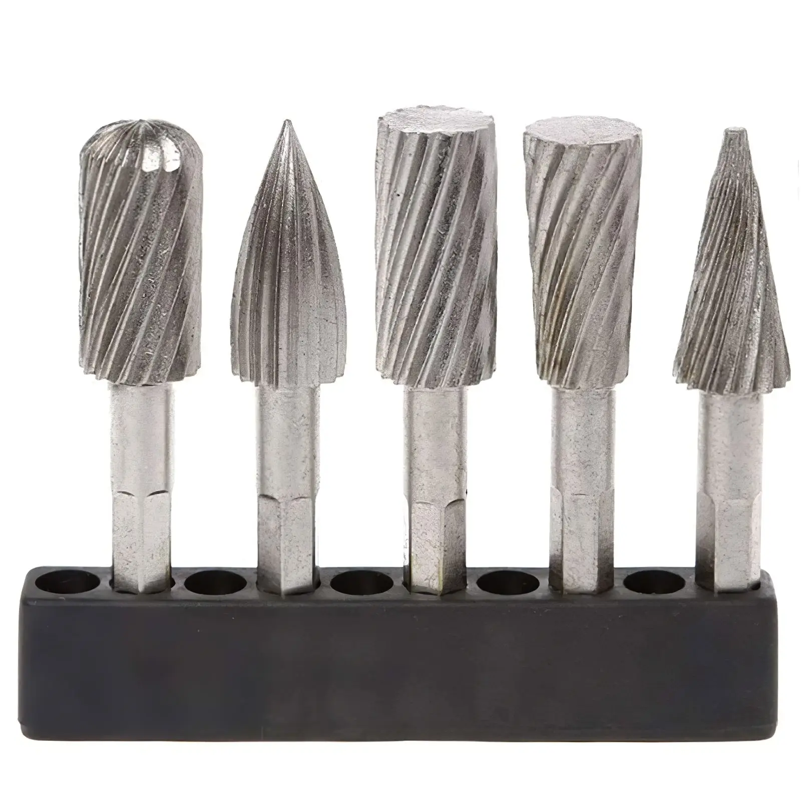 

5pcs Rotary Burr Set Woodworking Steel Rotary Rasp Hex Handle Metal Grinding Drill Bit High Strength Rotary Die Grinder Bits