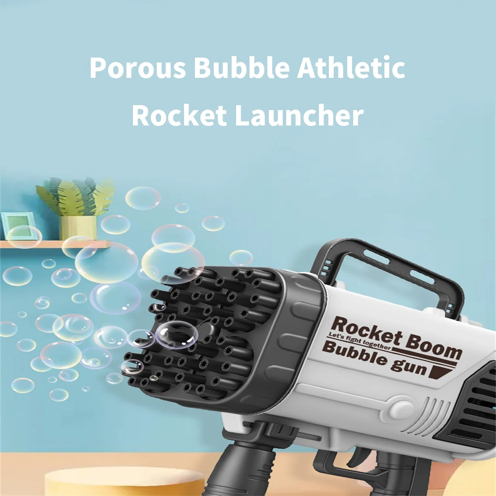 

Детский Электрический пистолет-Базука Гатлинга, автоматическая машинка для мыльных пузырей с 44 отверстиями для зарядки, летняя уличная игр...