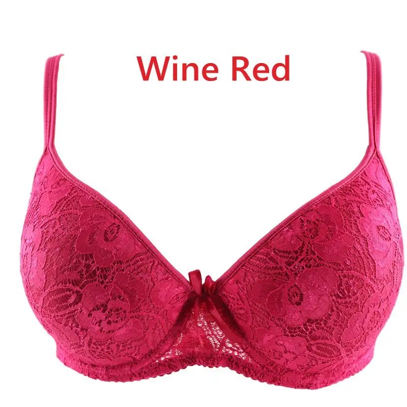 Wine Red Plusgalpret, сексуальный бюстгальтер пуш-ап, чашечки A, B, C, D, женский бюстгальтер размера плюс 34-50, регулируемое нижнее белье, бюстгальтеры для женщин, нижнее белье, BH Top - Цвет: Wine Red