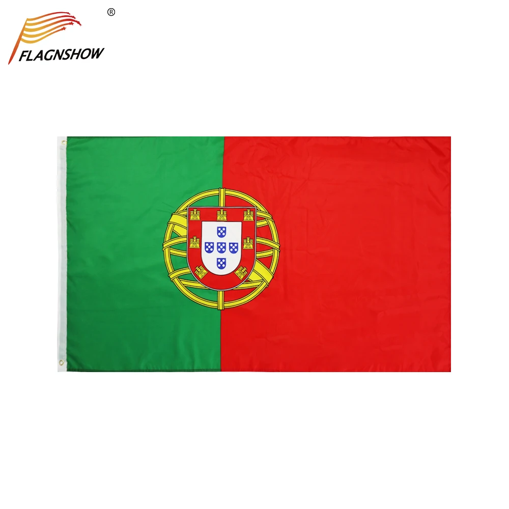 Флаг Португалии Flagnshow, один кусок, 3x5 футов, подвесные полиэфирные португальские национальные флаги с латунными прокладками