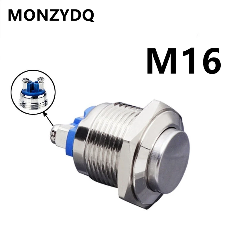

MONZYDQ 16 мм IP67 металлический кнопочный переключатель водонепроницаемый самосброс мгновенная Блокировка фиксация нет высокой/плоской/мгнове...
