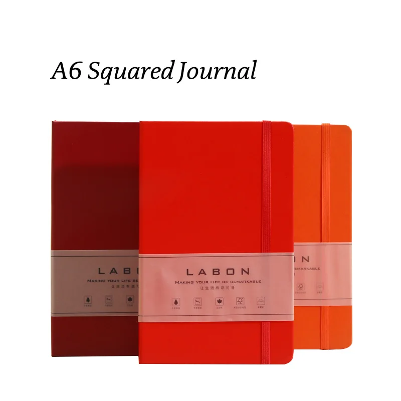 A6 Hard Cover Squared Notebook Simple Diary Journal