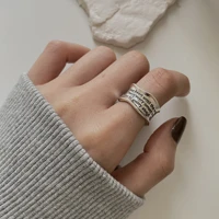 ganxin luxury silver color open ring retro fashion geometric shape letter finger jewelry punk women thumb adjustable rings bague