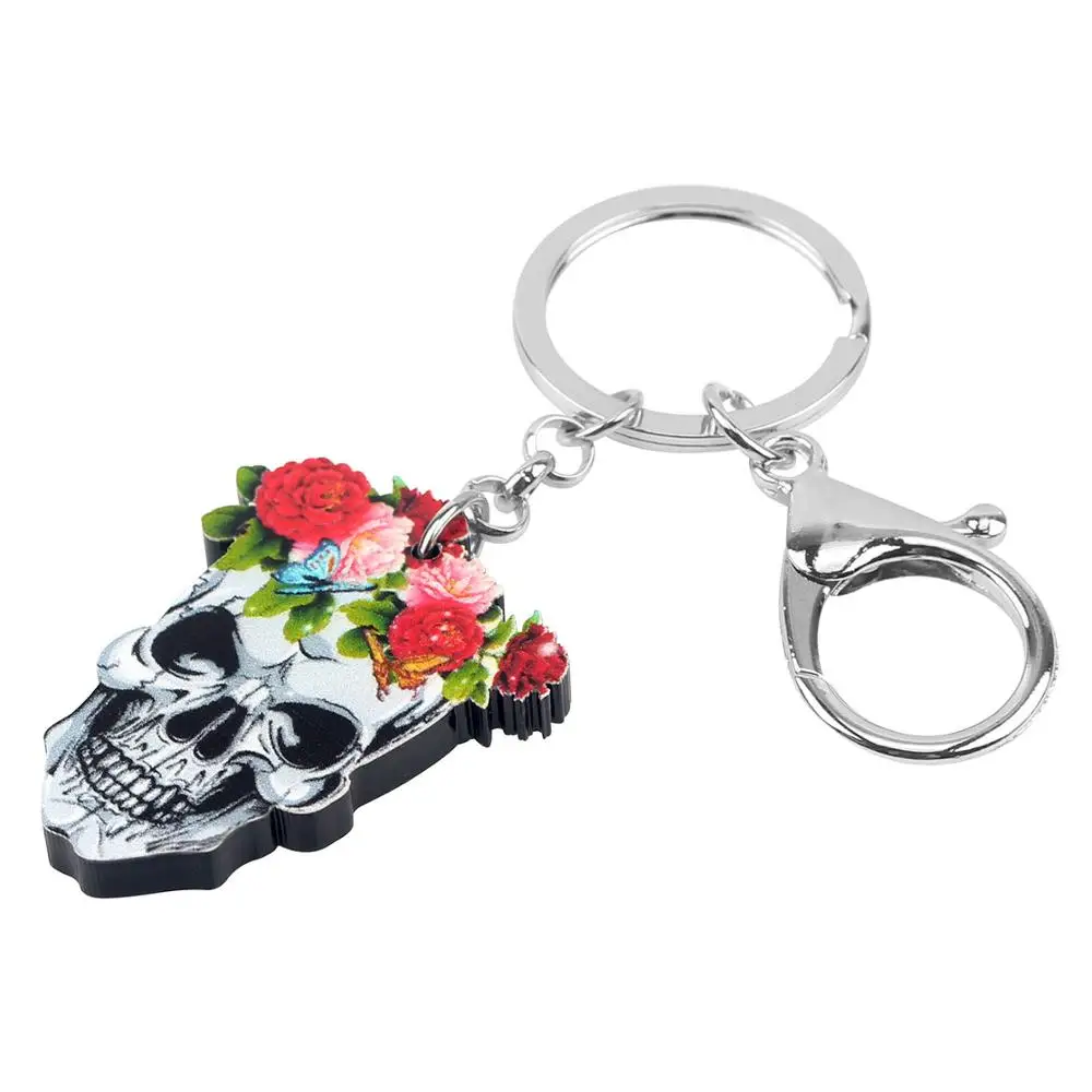 Bonsny акриловый Цветочный Цветок Скелет Череп женский кошелек для автомобиля шарм