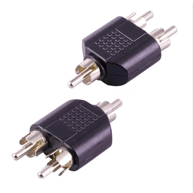 

100pcs/lot 3 RCA Male Connector 1 RCA Plug to 2 RCA Plug Adapter Nickel Plated Audio Speaker Lotus Connector Wholesale