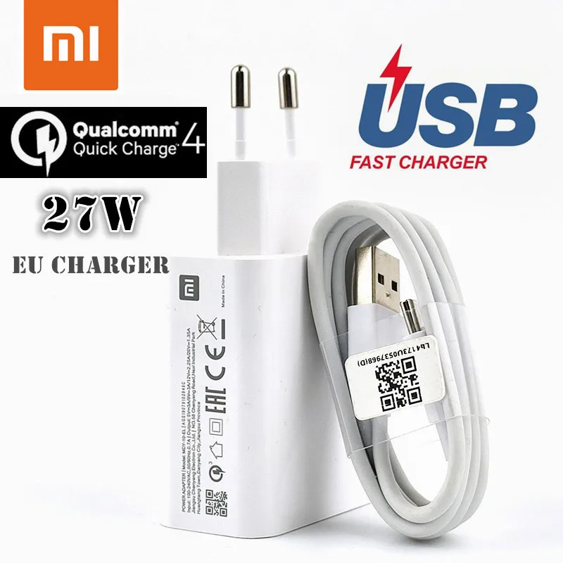 Оригинальное быстрое зарядное устройство Xiaomi с турбозарядкой Qc 4 0 Usb кабель для
