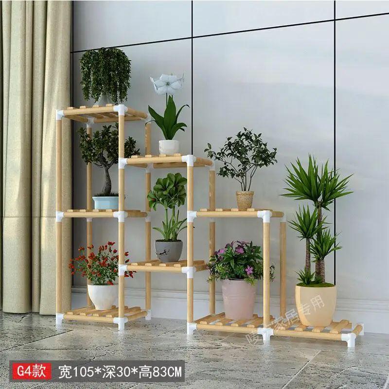 Цветочная полка многоуровневый крытый балкон твердой древесины Гостиная для