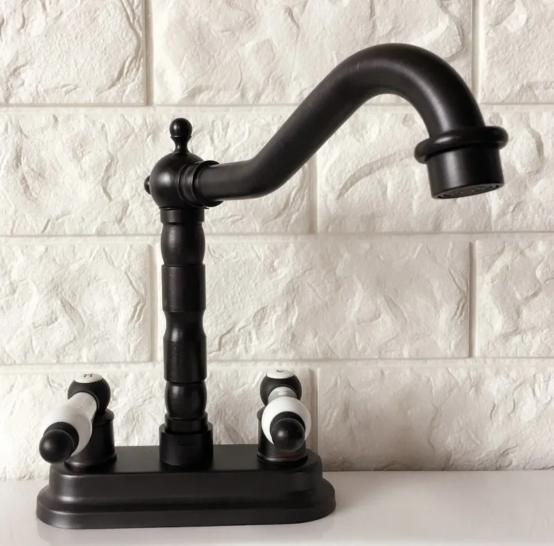 Латунный Смеситель для ванной комнаты черный кран раковины с масляной