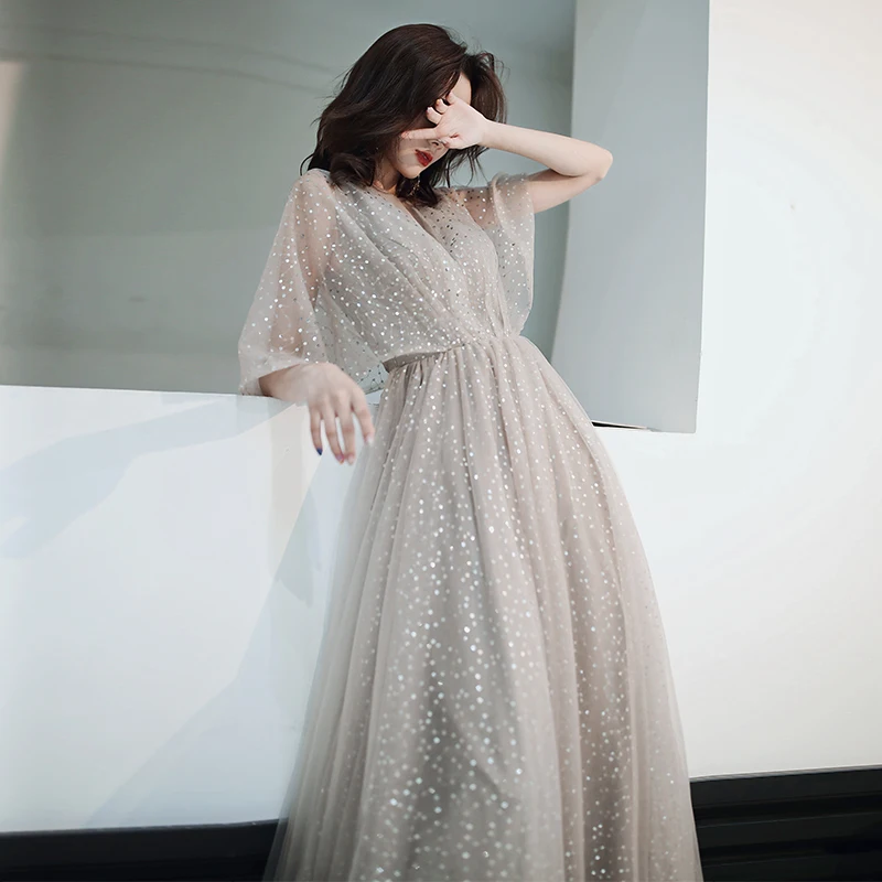 Женское Платье трапециевидного силуэта с v-образным вырезом коротким рукавом для