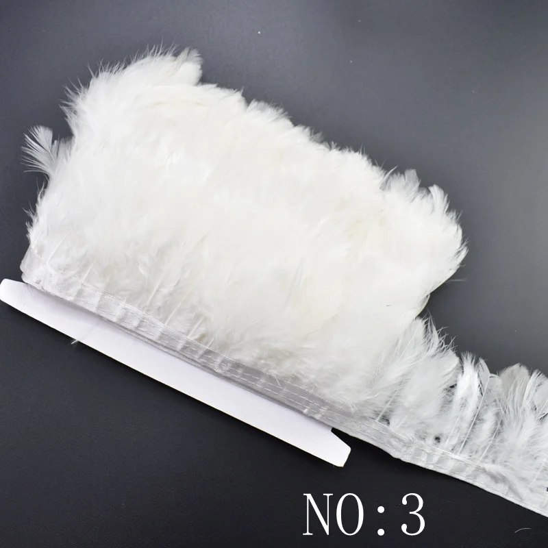 width6-8cm 1 м/лот, белые страусиные перья, отделка, бахрома, перья петуха, лента для рукоделия, швейная одежда, свадебные украшения - Цвет: width6-8cm