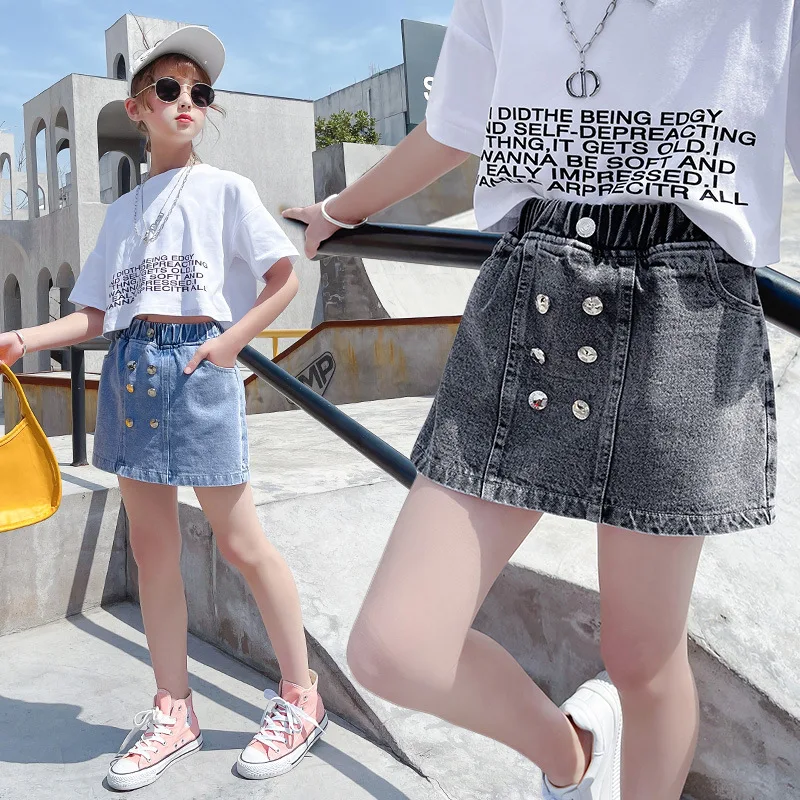 

Girls Denim Skirt Pants 2021 Summer New Youth Children Fashion All-match Jeans Short Pants
