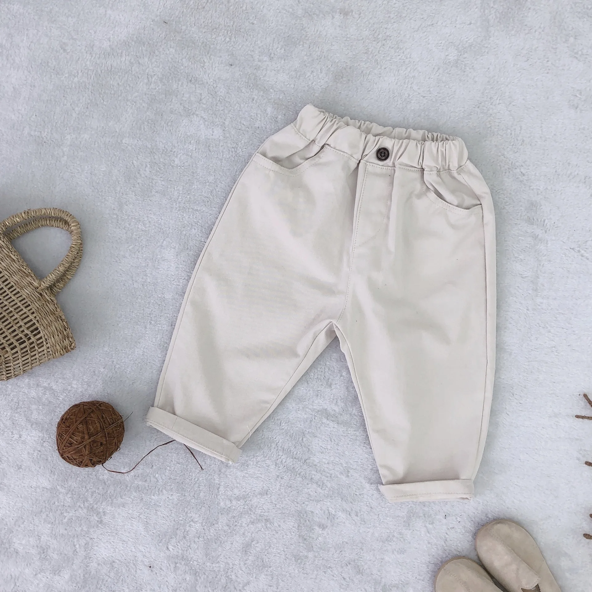 Весна 2022 детские хлопчатобумажные повседневные свободные штаны в Корейском