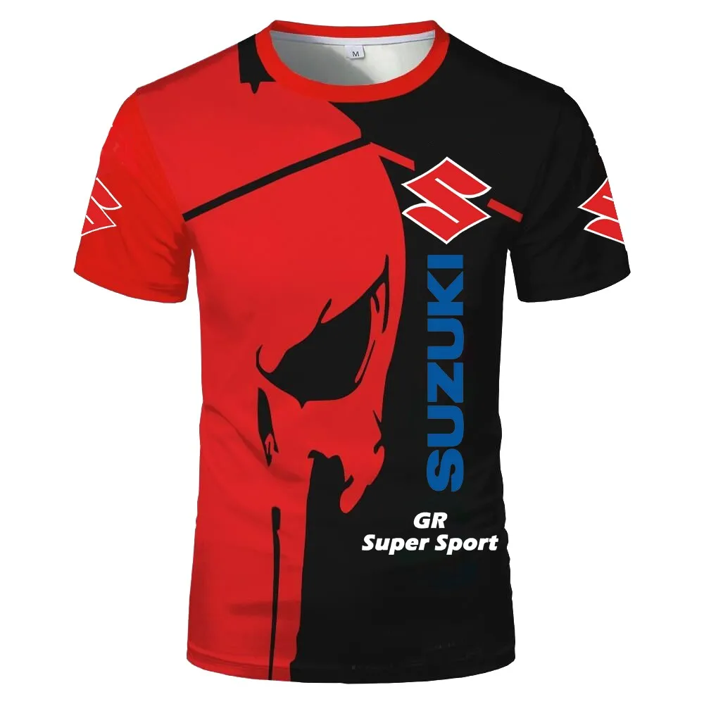 

2021 Summer New Outdoor Sports Men's T-shirt 3d Printing Suzuki Motorcycle Riding Short Sleeve Men's and Women's Cool Tops