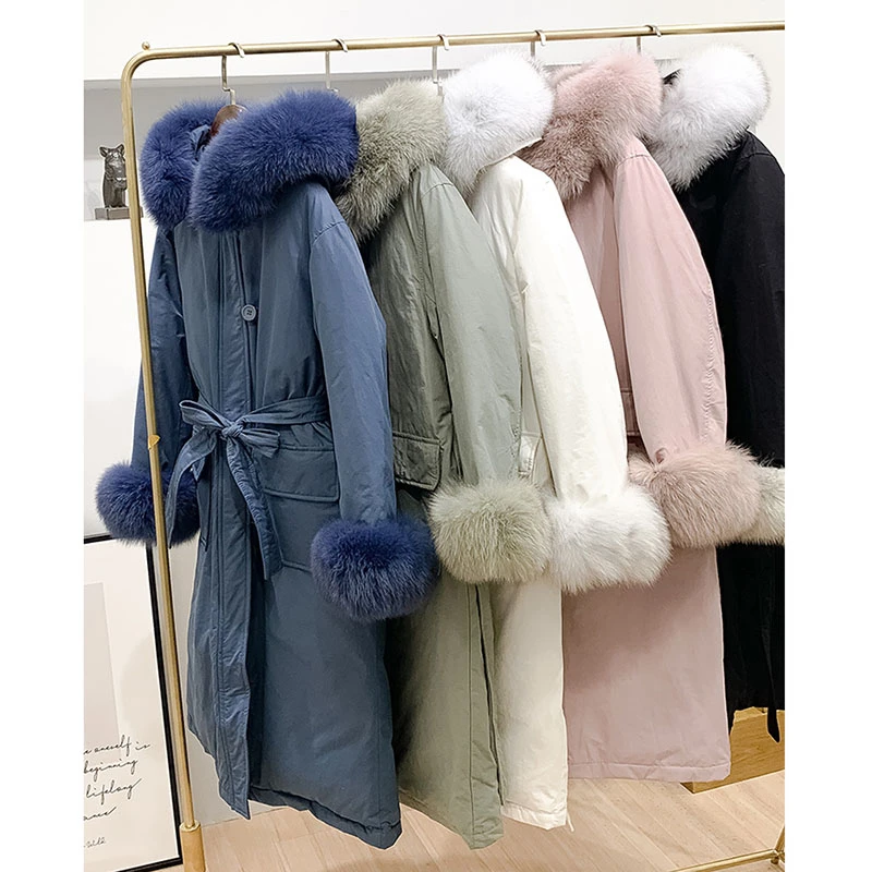 2019 зимняя женская белая куртка на утином пуху Свободное длинное пуховое пальто