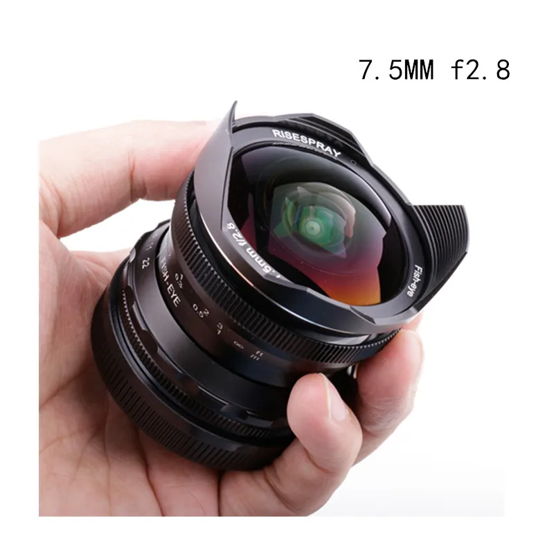 Объектив RISESPRAY 7 5 мм F2.8 рыбий глаз 180 ° для Sony NEX E mount Fuji XF APS C / Panasonic Olympus Macro 4/3
