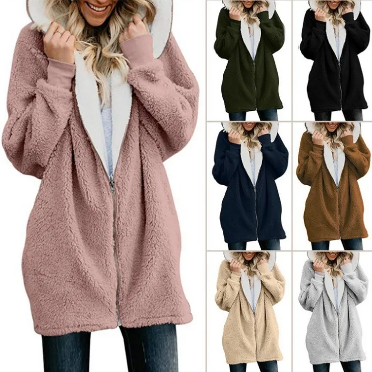 

hooded zipper cardigan plush jacket plush sweater women 2021 Explosive style